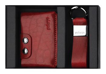 Portfel HOBBY w zestawie z brelokiem ze skóry Nomad czerwony