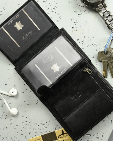 Portfel skórzany pionowy bez zapięcia - Always Wild w kolorze czarnym