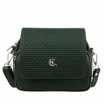 Listonoszka skórzana Canaletto z tłoczeniem - zielona elegancja na co dzień