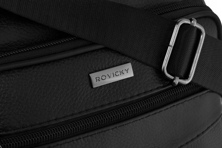 Torba męska na ramię ze skóry naturalnej - Rovicky, czarna