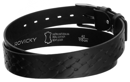 Skórzany pasek męski do garnituru klamra - Rovicky 115