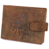 Portfel skórzany męski z tłoczeniem pies Bellugio - rdzawy