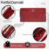 Portfel damski skórzany w kwiaty czerwony z metalowym logo Paolo Peruzzi AL-13-RD