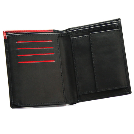 Portfel męski z kolorową wstawką Bellugio - czarno-czerwony