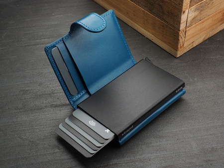 Portfel SOHO wykonany z delikatnej, ekskluzywnej skóry Italia niebieski