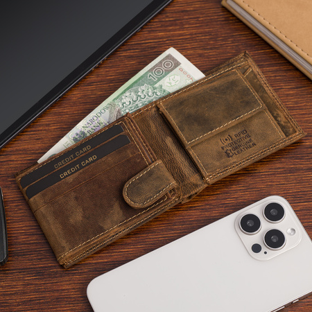 Portfel męski mały Wild Tiger - ciemnobrązowy