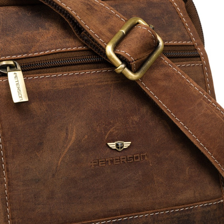 Listonoszka męska Peterson w brązowej skórze z regulowanym paskiem