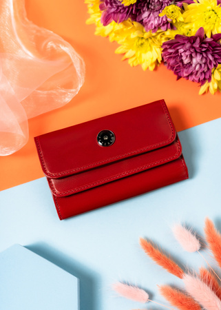 Portfel damski elegancki czerwony - Peterson z miejscem na monety