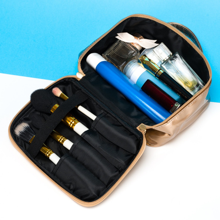 Kosmetyczka podróżna złota z uchwytem - Peterson