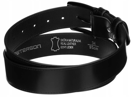 Skórzany, szeroki pasek męski z klasyczną klamrą - Peterson 125