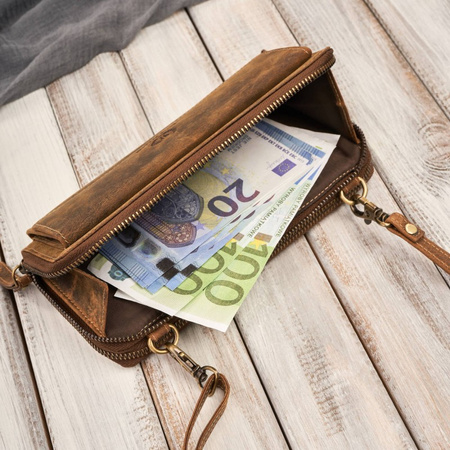 Skórzana kopertówka damska do ręki na ramię portfel damski Paolo Peruzzi T-137-HBR