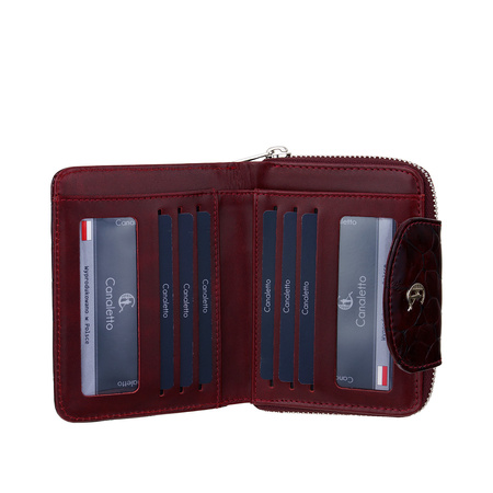 Portfel damski Canaletto - elegancja z ochroną RFID w bordowym wydaniu