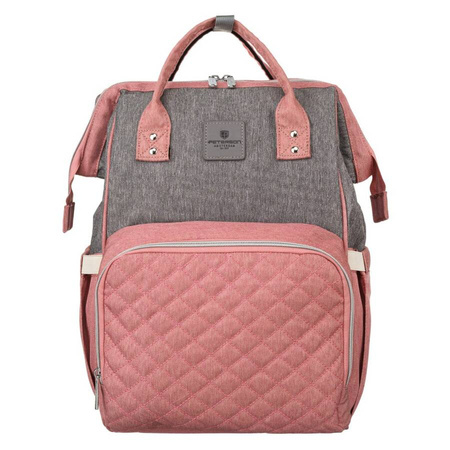 Plecak damski typu mommy bag w szaro-różowym kolorze - Peterson