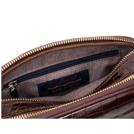 Listonoszka skórzana Canaletto z krokodylim wzorem i złotymi detalami