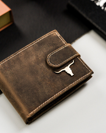 Mały portfel męski ze skóry naturalnej zamykany na zatrzask - Buffalo Wild