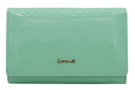 Lakierowany portfel damski na karty z zabezpieczeniem RFID Protect - Lorenti