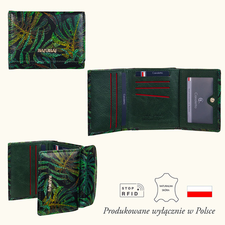 Portfel BajuBaj z zielonej skóry naturalnej z RFID - elegancja i funkcjonalność