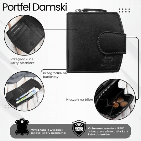Portfel damski skórzany may czarny RFID Paolo Peruzii AL-24-BL