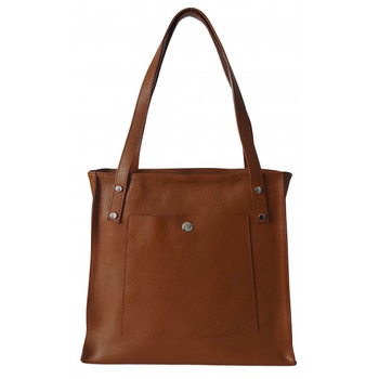 Skórzana Włoska torba na ramię Vera Pelle miękka , pojemna a4 Camel  WR365C