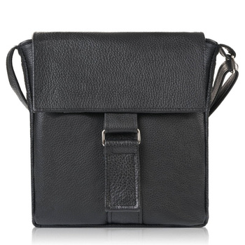 Listonoszka skórzana czarna na ramię Abruzzo ABR-34 elegancka pojemna