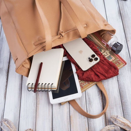 Torba shopper skórzana damska Paolo Peruzzi IN-64-CG koniakowa