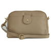 Listonoszka skórzana Vera Pelle Beżowa, 2 komory, złote okucia