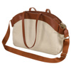 Torba shopper damska ze skóry naturalnej i poliamidu - beżowa/brown