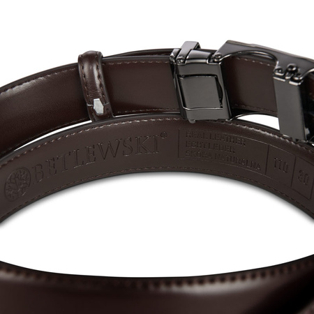 Skórzany pasek męski ELITE ciemny-braz 105-cm