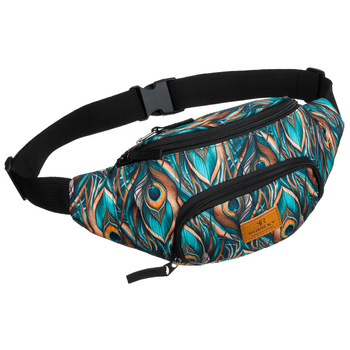 Wielokolorowa saszetka damska z zewnętrzną kieszenią na suwak - Rovicky