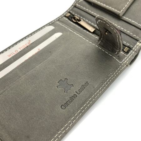 Portfel męski skóra nubuk nap Wild Tiger - ciemnoszary