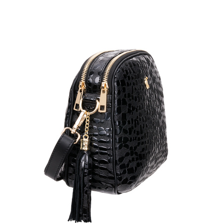 Listonoszka Canaletto z naturalnej skóry w krople i złotymi detalami