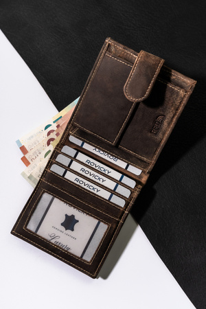 Duży skórzany portfel męski z zatrzaskiem - Buffalo Wild