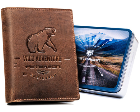 Portfel męski skórzany w pionie Peterson - duży, elegancki i praktyczny
