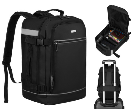 Plecak podróżny czarny z uchwytem na walizkę - Peterson