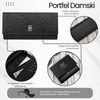 Portfel damski skórzany z toczeniem w kwiaty czarny z ochroną RFID Paolo Peruzzi AL-12-BL