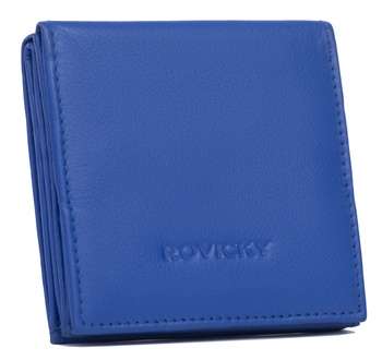 Portfel damski Rovicky ze skóry naturalnej, mały, niebieski