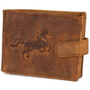 Portfel skórzany męski z tłoczeniem koń Bellugio - wielbłądzi