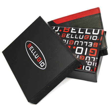 Portfel męski z kolorową wstawką Bellugio - czarno-czerwony