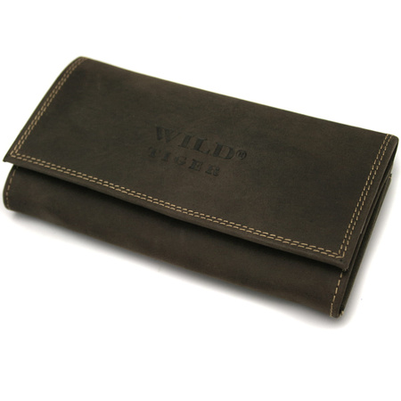 Portfel damski skóra nubuk Wild Tiger - ciemnobrązowy
