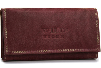 Portfel damski skóra nubuk Wild Tiger - ciemnoczerwony