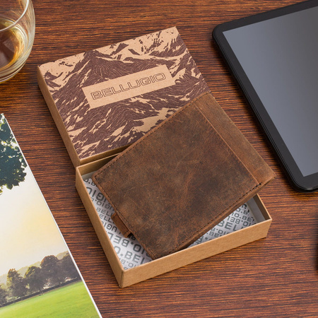 Portfel skórzany męski z tłoczeniem koń Bellugio - rdzawy