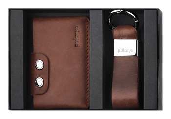 Portfel HOBBY w zestawie z brelokiem ze skóry Nomad brązowy