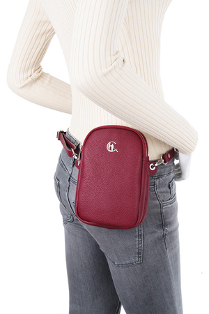 Torebka skórzana Canaletto na telefon bordo TD670s33t1