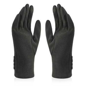 Rękawiczki damskie z guziczkami VELVET szary