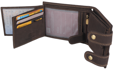 Portfel męski skórzany z RFID - Always Wild, brązowy, duży