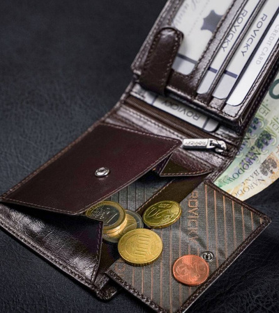 Skórzany portfel męski z systemem RFID - Rovicky