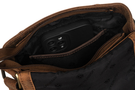 Listonoszka męska brązowa skórzana z regulowanym paskiem - Peterson