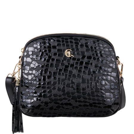 Listonoszka Canaletto z naturalnej skóry w krople i złotymi detalami