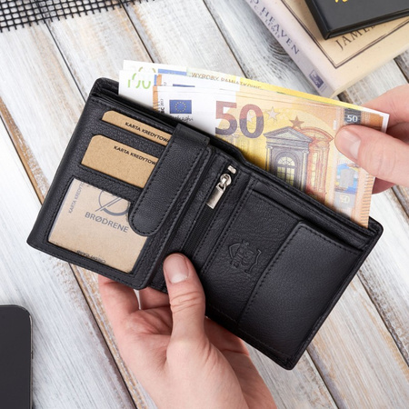 Portfel męski klasyczny ze skóry licowej brodrene G-10-BL