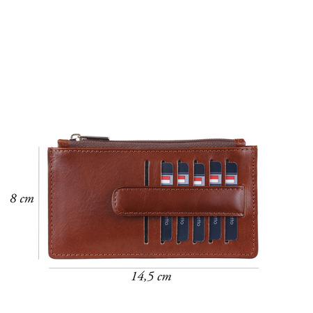 Etui na karty skórzane Canaletto w kolorze koniakowym
